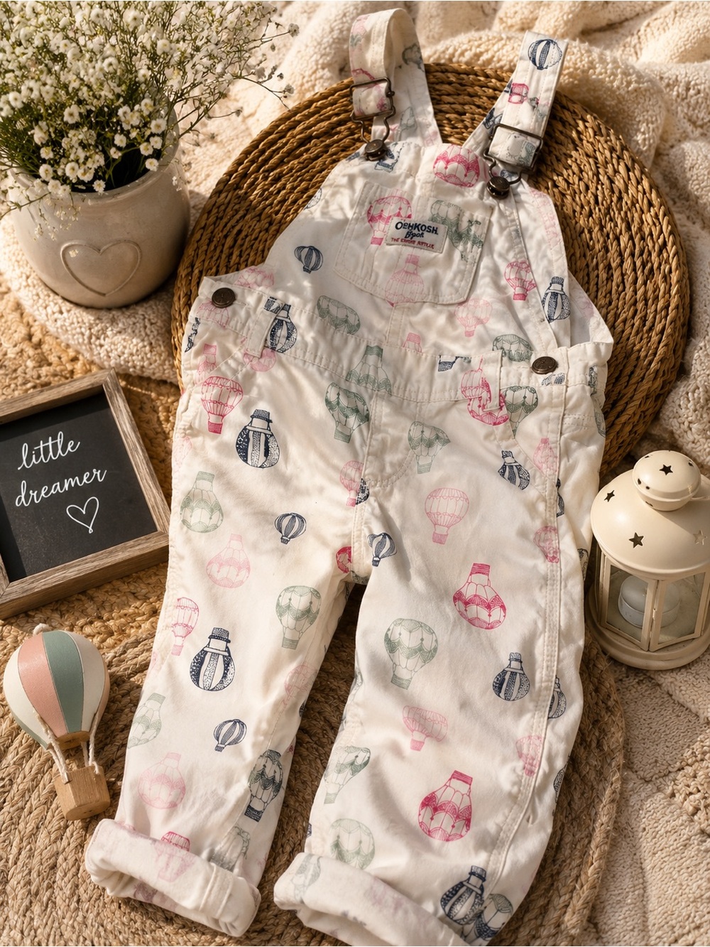 OshKosh B'gosh Hot Air Balloon Fine Corduroy Overalls 12 Months